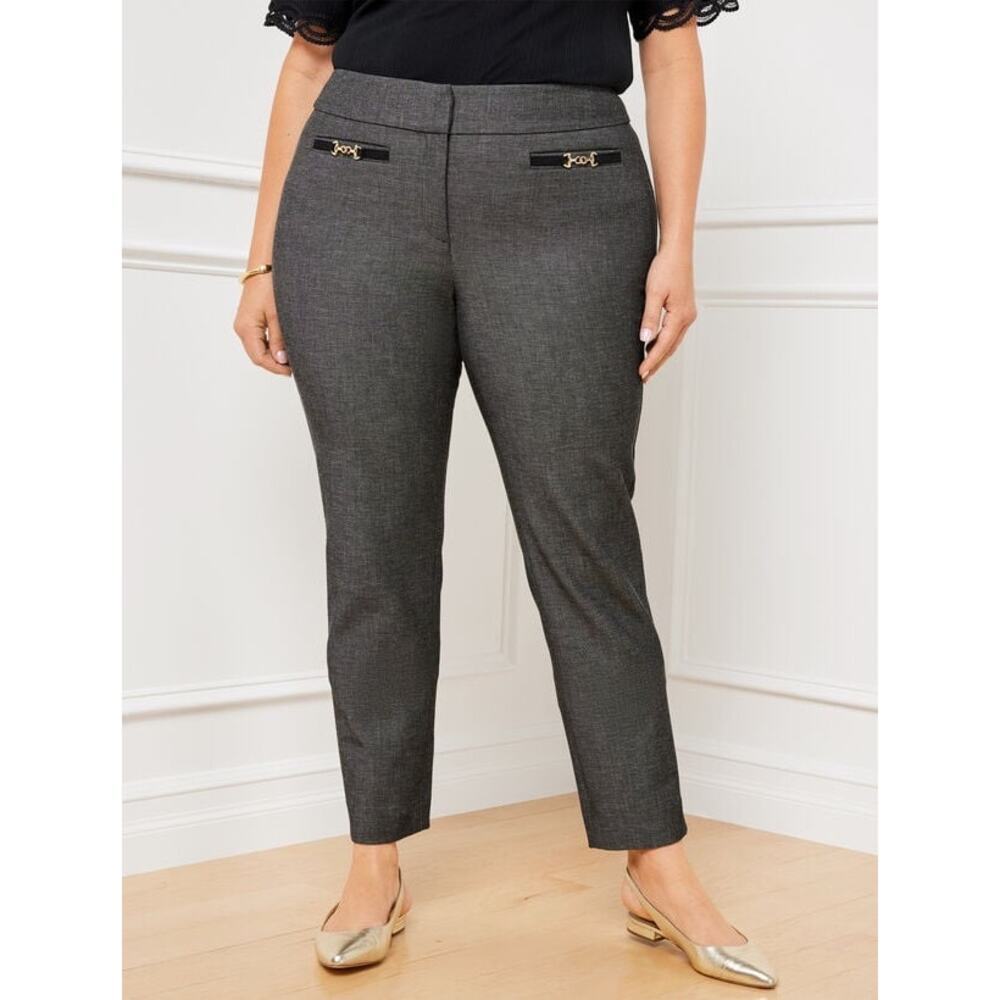 Talbots Chatham Slim Ankle Pants Curvy Fit Sharkskin Gray Size 16P